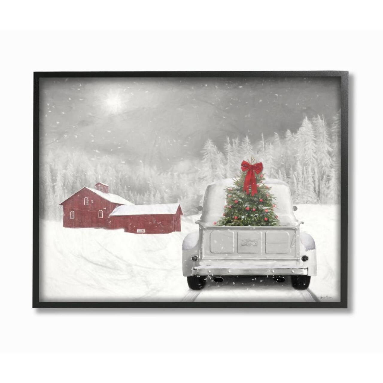 Stupell Industries Christmas Tree at Twilight Snowy Holiday Scene Framed Wall Art